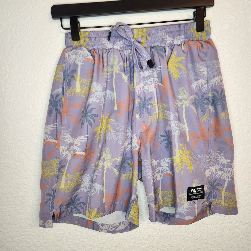 WeSC Miami Palms Austin ShortsTropical Swim Shorts Purple Yellow Men's S W M